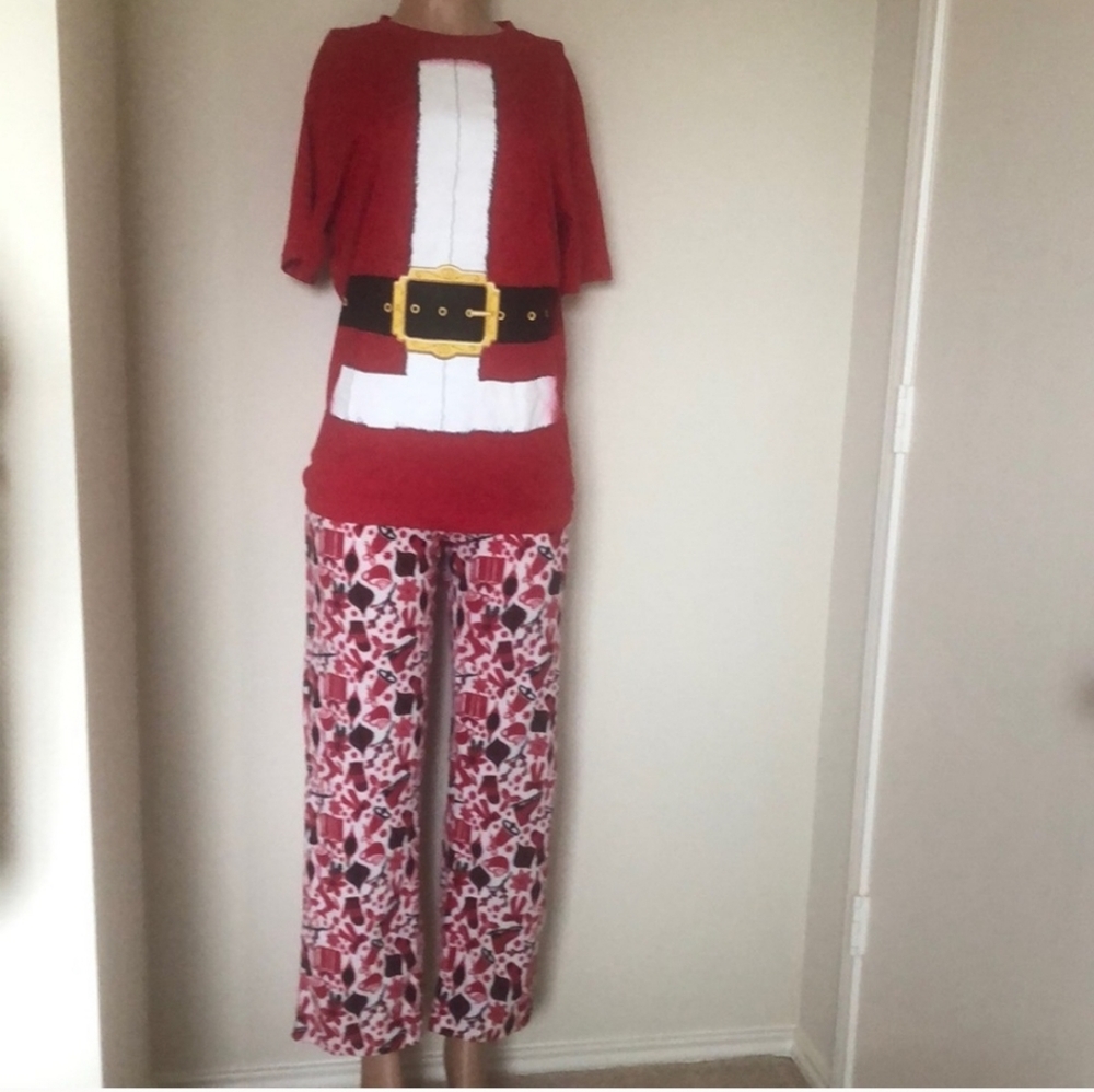 Christmas pajama set with additional shirts.